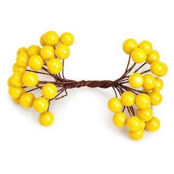Декоративные ягоды на проволоке Калина DBOW-yellow желтый, 12 мм, в пучке 40 ягодок DBOW-yellow фото