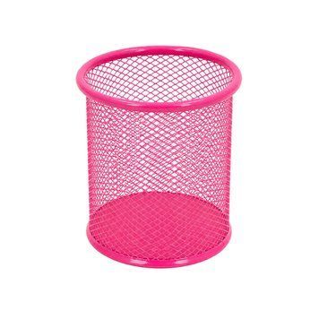 Склянка для ручок 562001-Pink металева, кругла, 9,5х7,5см. 562001-Pink фото