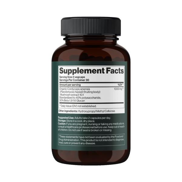 Cordyceps Mushroom 1000 mg - 60 vegcaps (Повреждена крышка) 2023-10-7815 фото