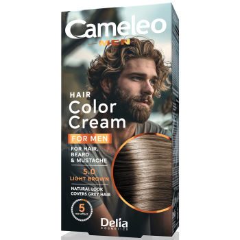 Крем-фарба для чоловіків для волосся, бороди та вус Delia Cameleo Men 5.0 Світло-коричнева, 30мл 5901350445853 фото