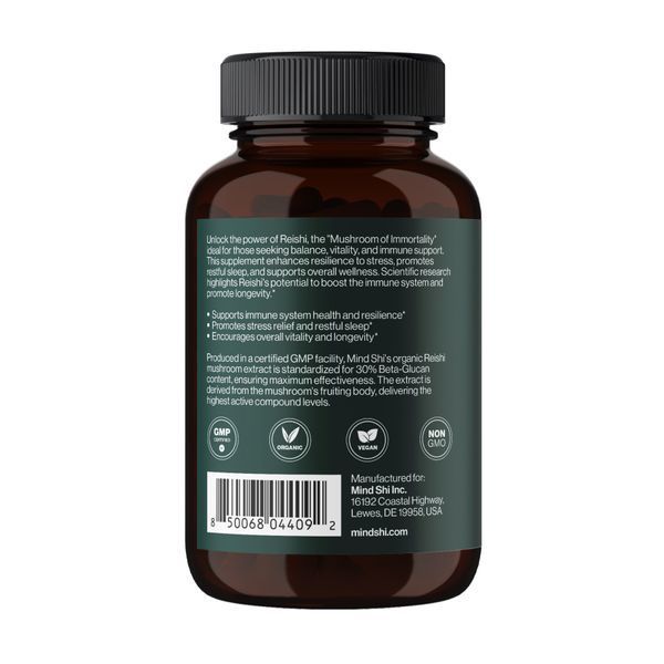 Reishi Mushroom 1000 mg - 60 vegcaps (Повреждена пломба і крышка) 2023-10-6924 фото
