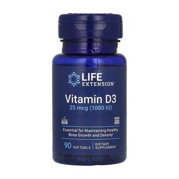 Life Extension Vitamin D3 25 mcg 1000 IU Витамин D3, 90 капсул 2023-10-3217 фото