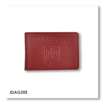 Обкладинка для ID-картки PASSPORT з гербом (червона, чисте тиснення) IDAG2EE фото