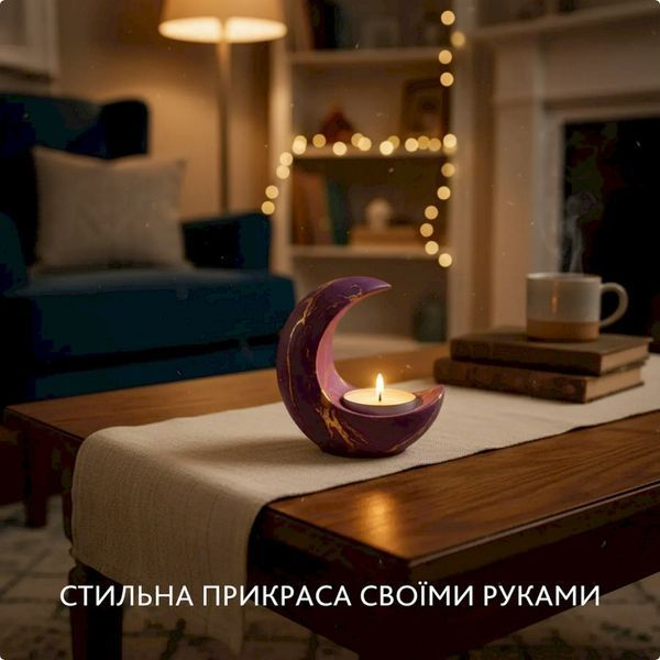 Набор для изготовления подсвечника из гипса своими руками "Месяц" GP-001 для начинающих GP-001 фото