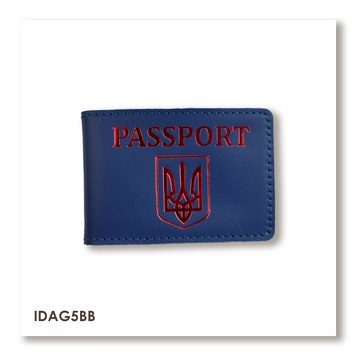 Обкладинка для ID-картки PASSPORT з гербом (синя, червоне тиснення) IDAG5EE фото