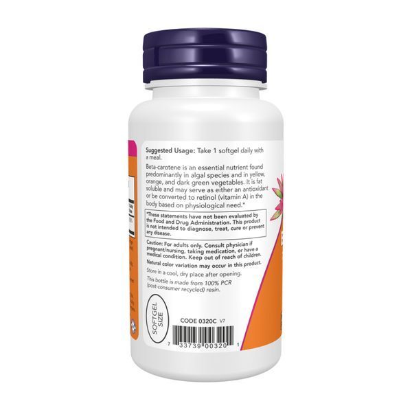 Beta Carotene Natural 7500mcg 25000IU - 180 softgels 2023-10-4531 фото