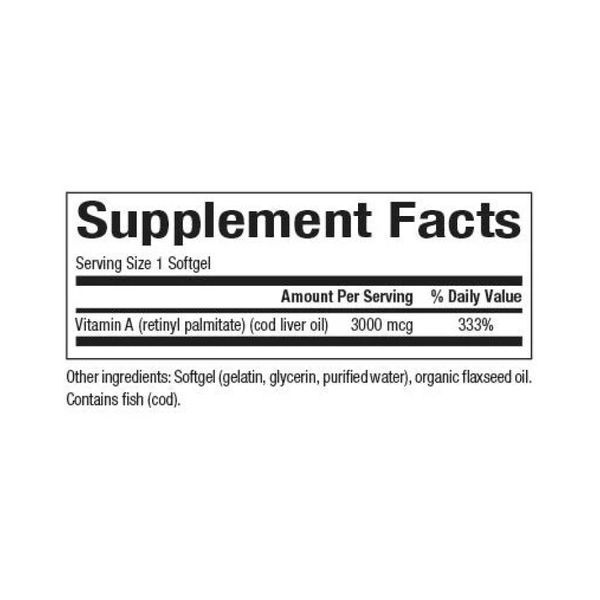 Vitamin A 3000mcg 10000IU - 180 softgels 2023-10-3805 фото