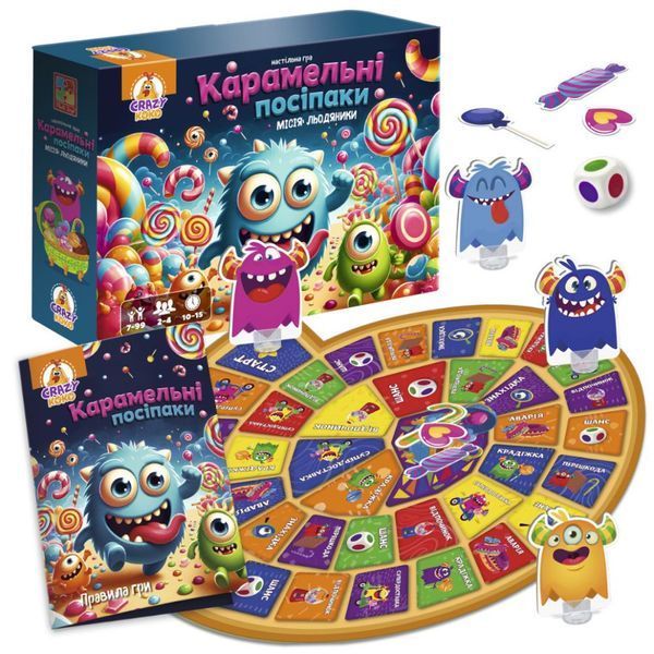 Настольная игра-бродилка "Карамельные миньоны" VT8055-45, 4 фигурки монстриков VT8055-45 фото
